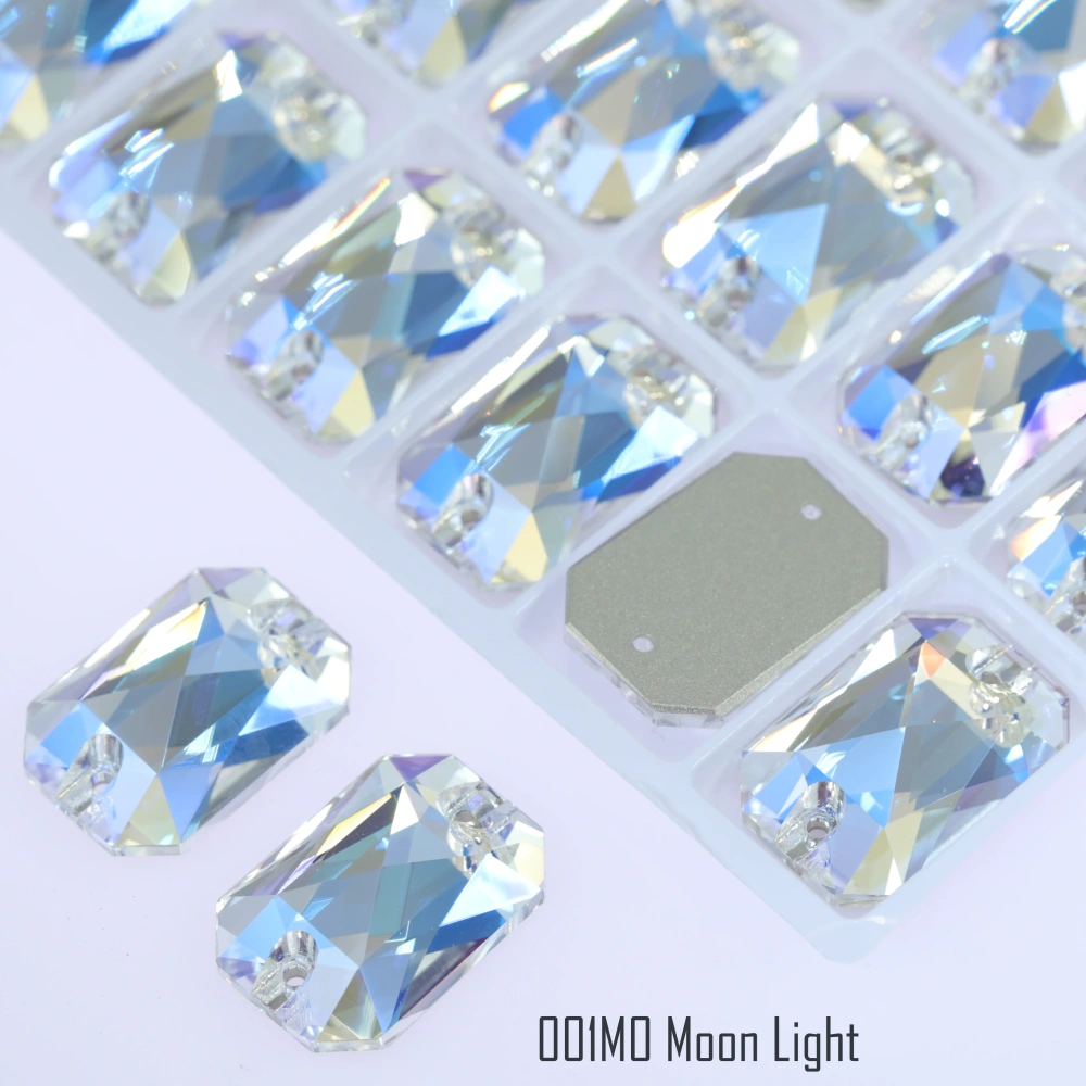AB MO 3252 Emerald Cut Glass Sewing Stones for Clothing Wedding Dress Sparkling Fancy Crystals Rhinestone Flatback Sew-On Stone