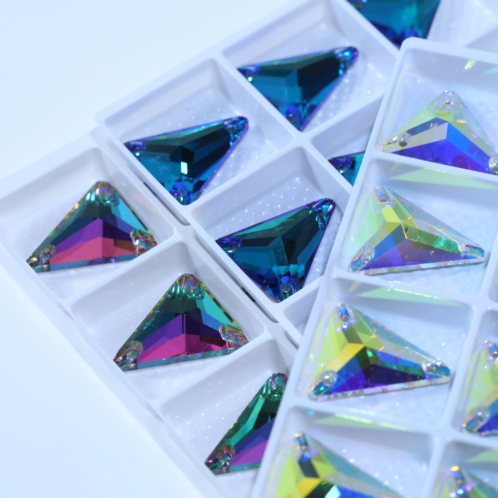 Sparkling Sewing Rhinestones Normal Color Slim Triangle Sew-on Stone 3271 Premium Grade Glass Crystal for DIY Crafts Bags Shoes