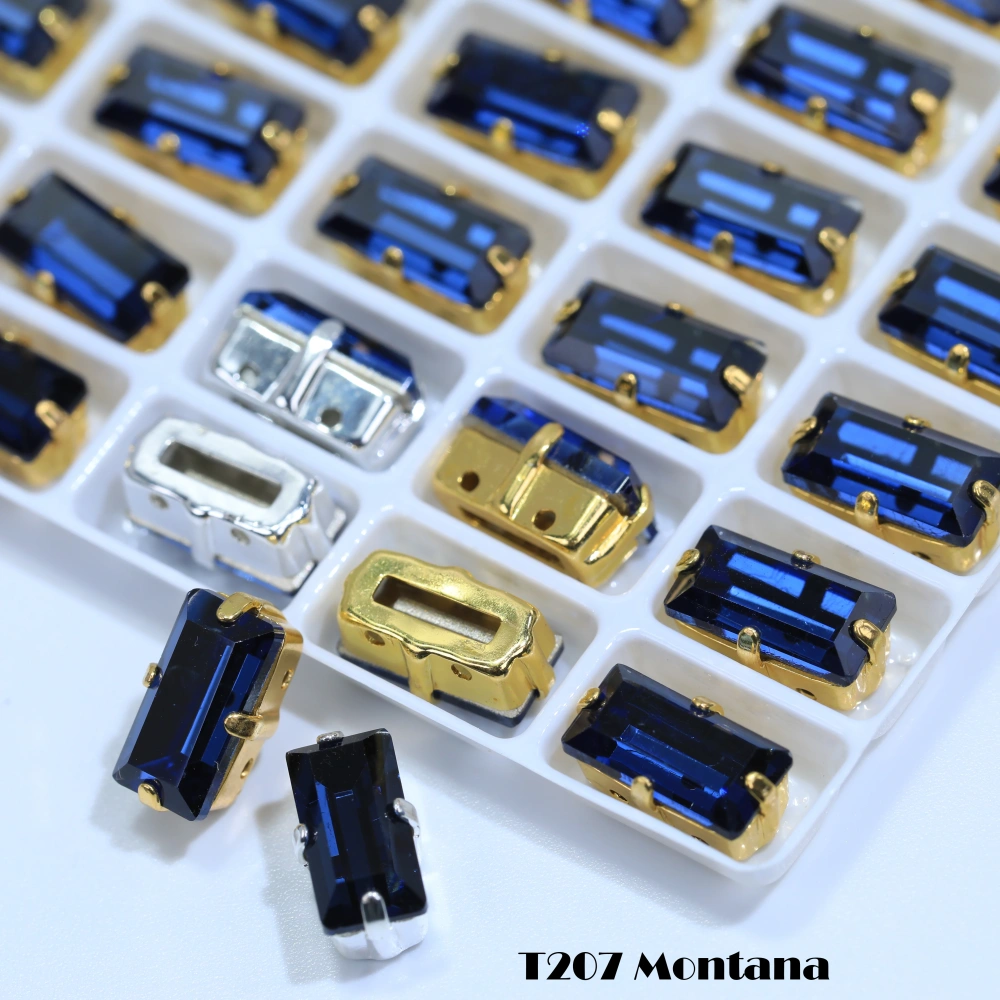 Top Quality Color Glass Crystal Baguette Rectangle Pointed Back Sew on Claw Rhinestones Shiny Fancy Loose Stones DIY Garment bag