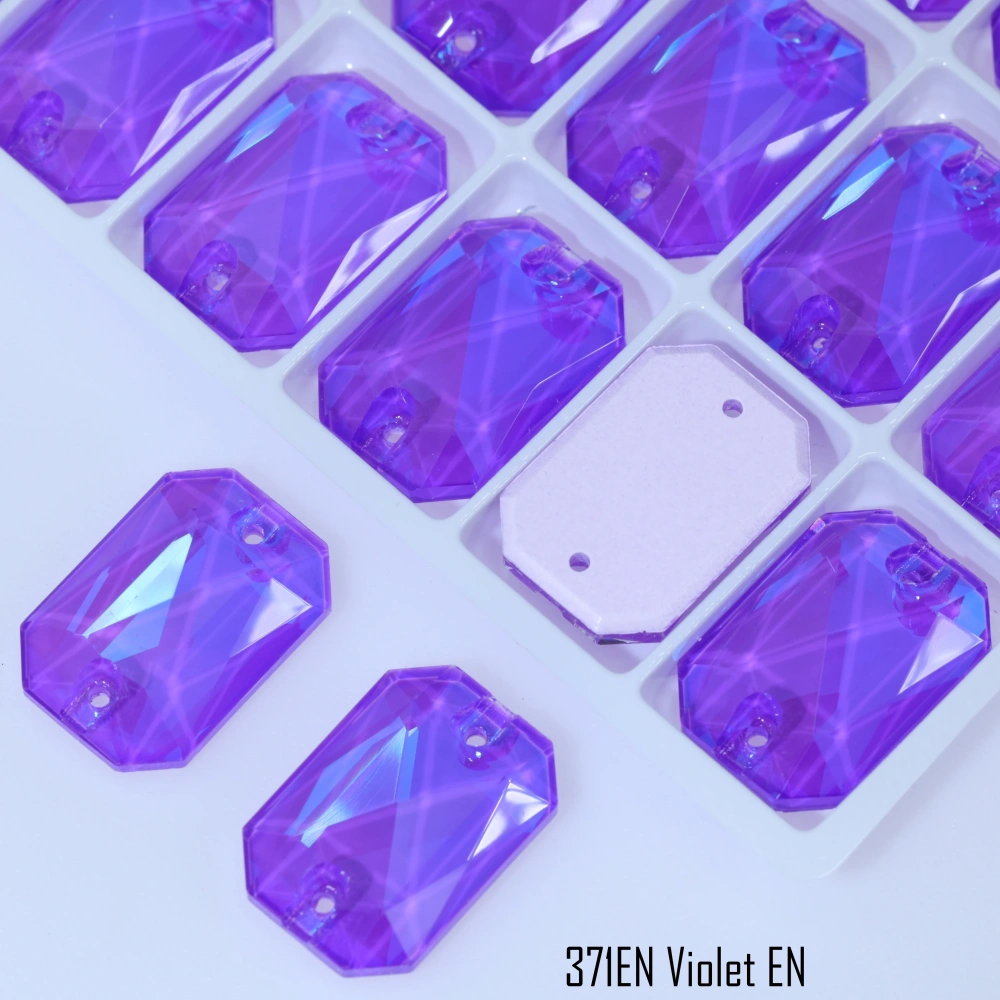 Luminous Emerald Cut Glass Crystal Sew-on Stones Paint Effect Style Sparkling Sewing Stones for Clothing Decoration Rhinestones