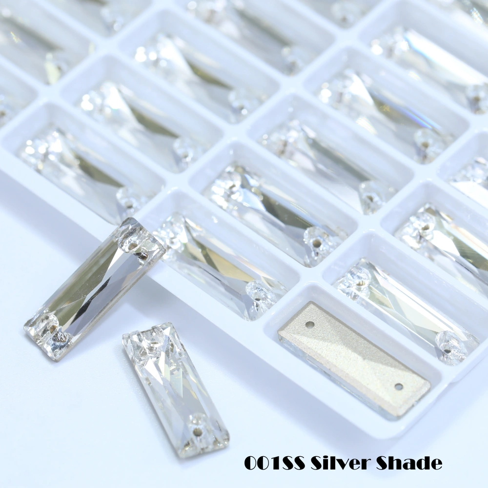 White Coated Cosmic Baguette Sew On Stones Long Glass Crystal Wedding Party Decor Nail Art DIY Craft Ornaments Craft Supplies