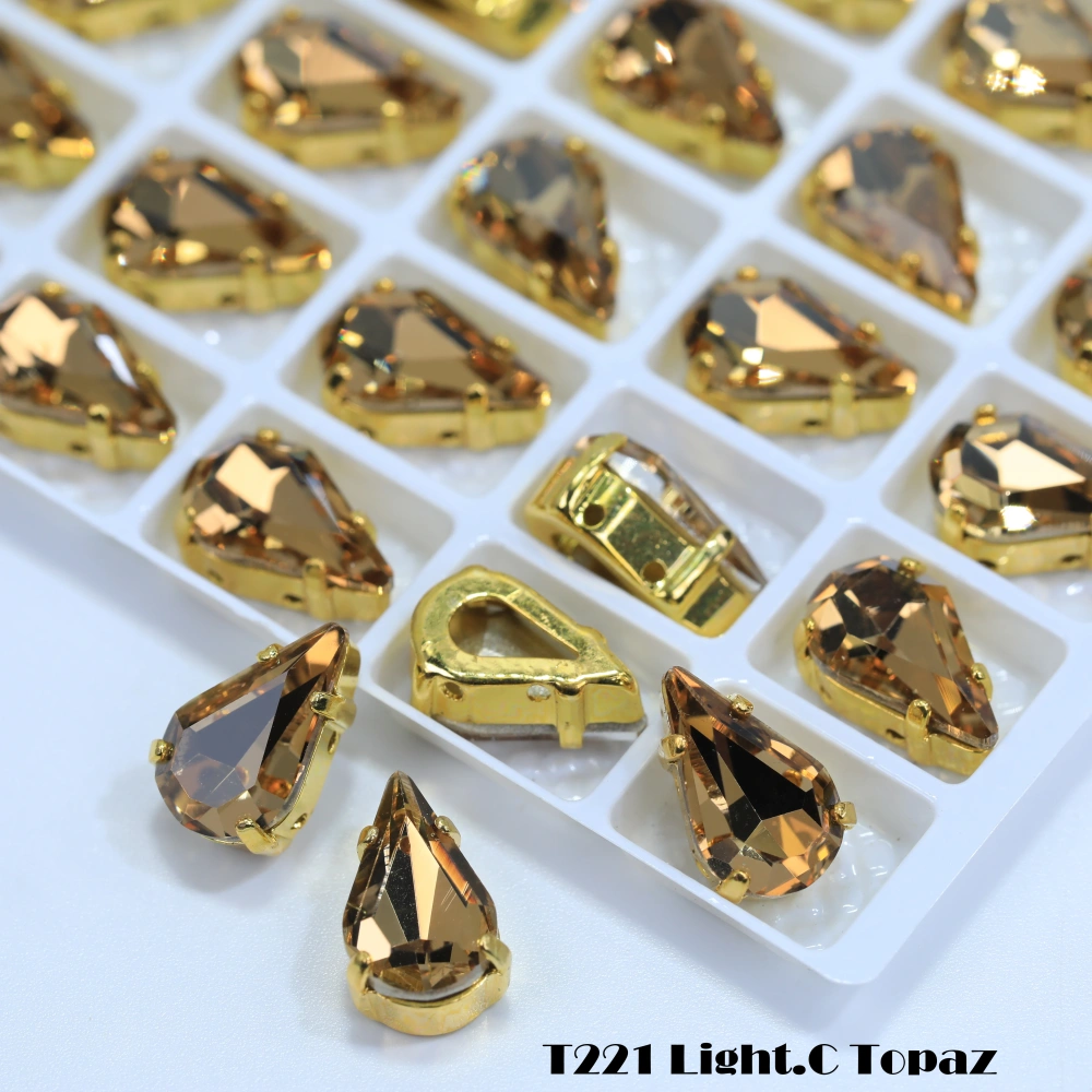 All Size Colour Tear Drop Glass Crystal Sewing Stone Sew on Rhinestones Gold Silver Claw Rhinestones For Garment Clothes Bags