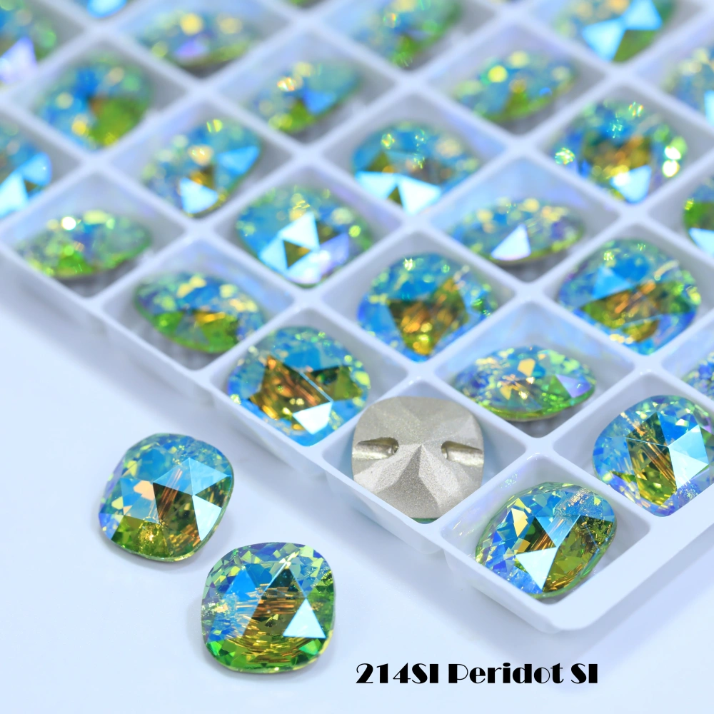 5A Grade Sparkling Cushion Cross Hole Crystal Buttons for Wedding Dress Blouse DIY Clothing Decor Accessories Siam Rose