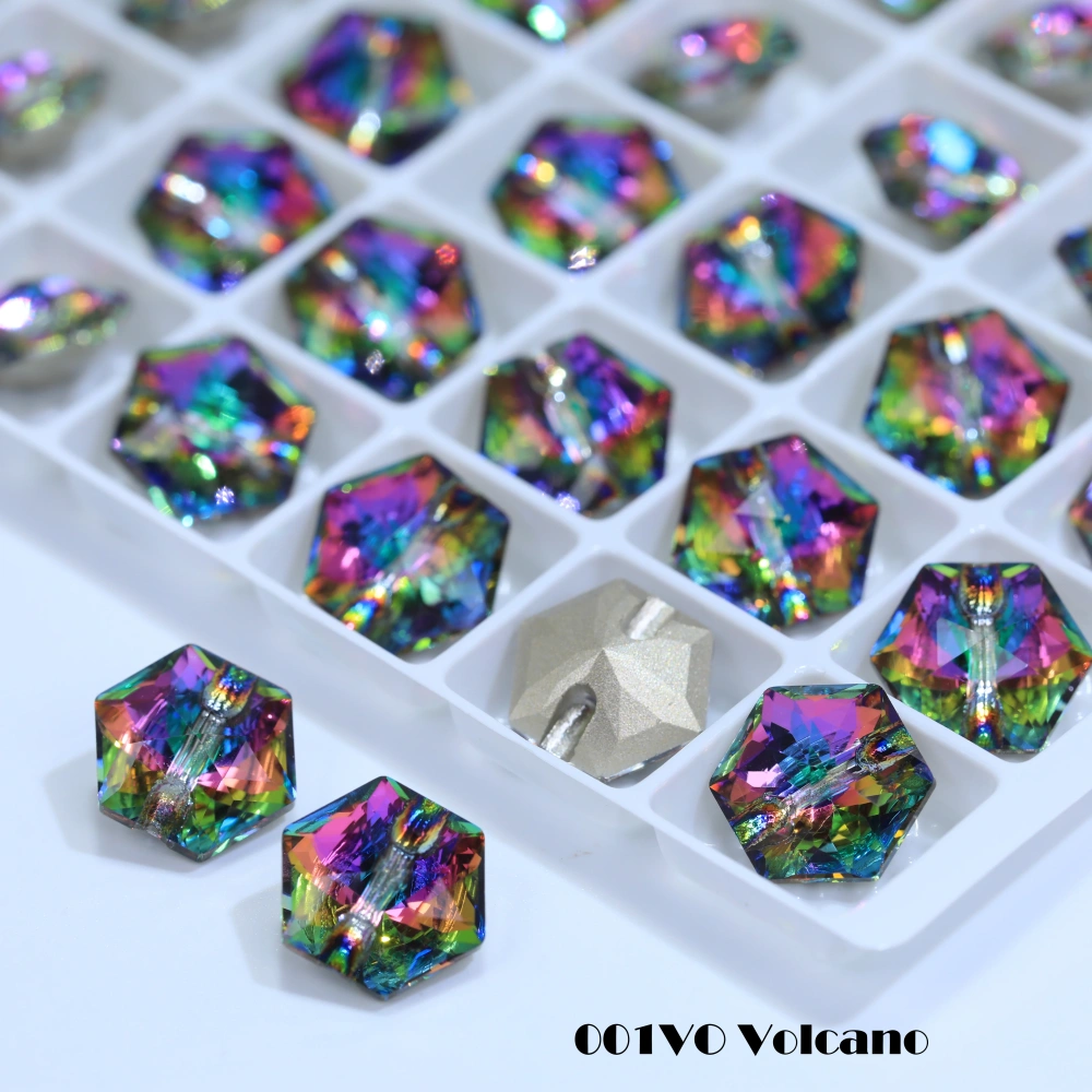 Hexagon Cross Hole Shank Buttons Metal Alloy Fasteners for Clothing Coat Jacket Shirt DIY Sewing Craft Accessories
