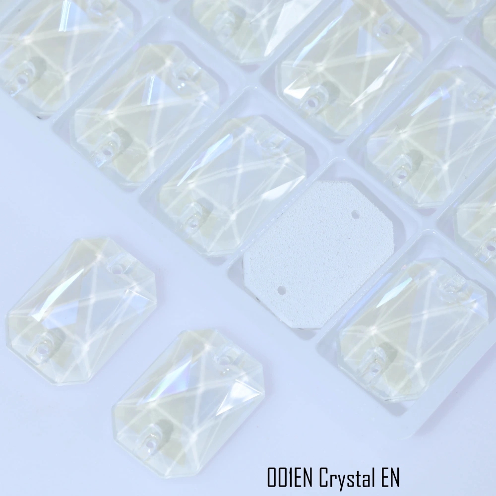 Luminous Emerald Cut Glass Crystal Sew-on Stones Paint Effect Style Sparkling Sewing Stones for Clothing Decoration Rhinestones