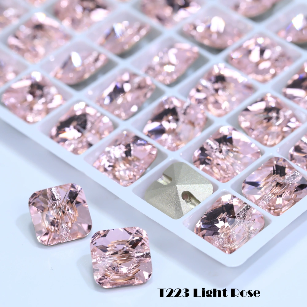 Rivoli Square Cross Hole Buttons High Quality Glass Crystal Buttons for DIY Sewing Wedding Dress Blouse Kids Clothing Bags