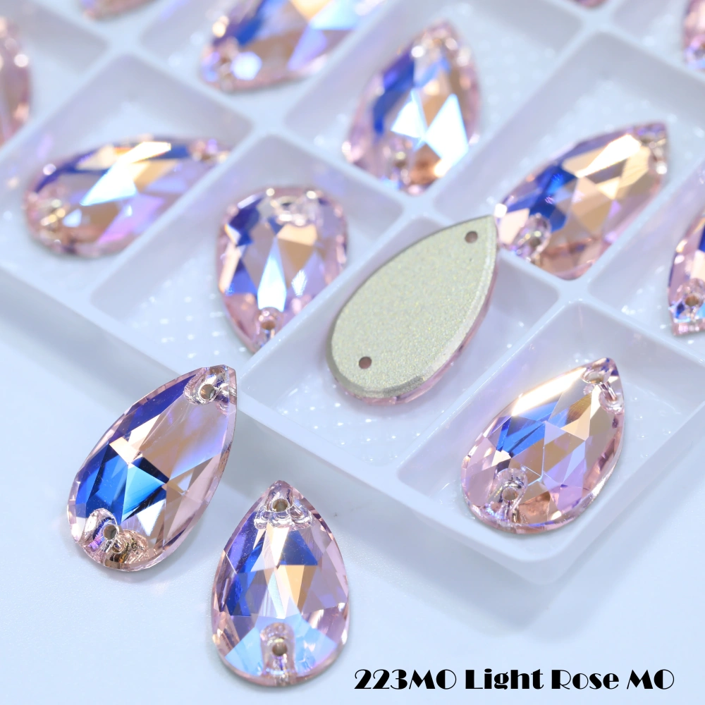 MO Sparkling Glass Rhinestone Drop Sew-on Stones Normal Color Plating Effect DIY Craft Clothing Shoe Bag Accessory Fancy Crystal
