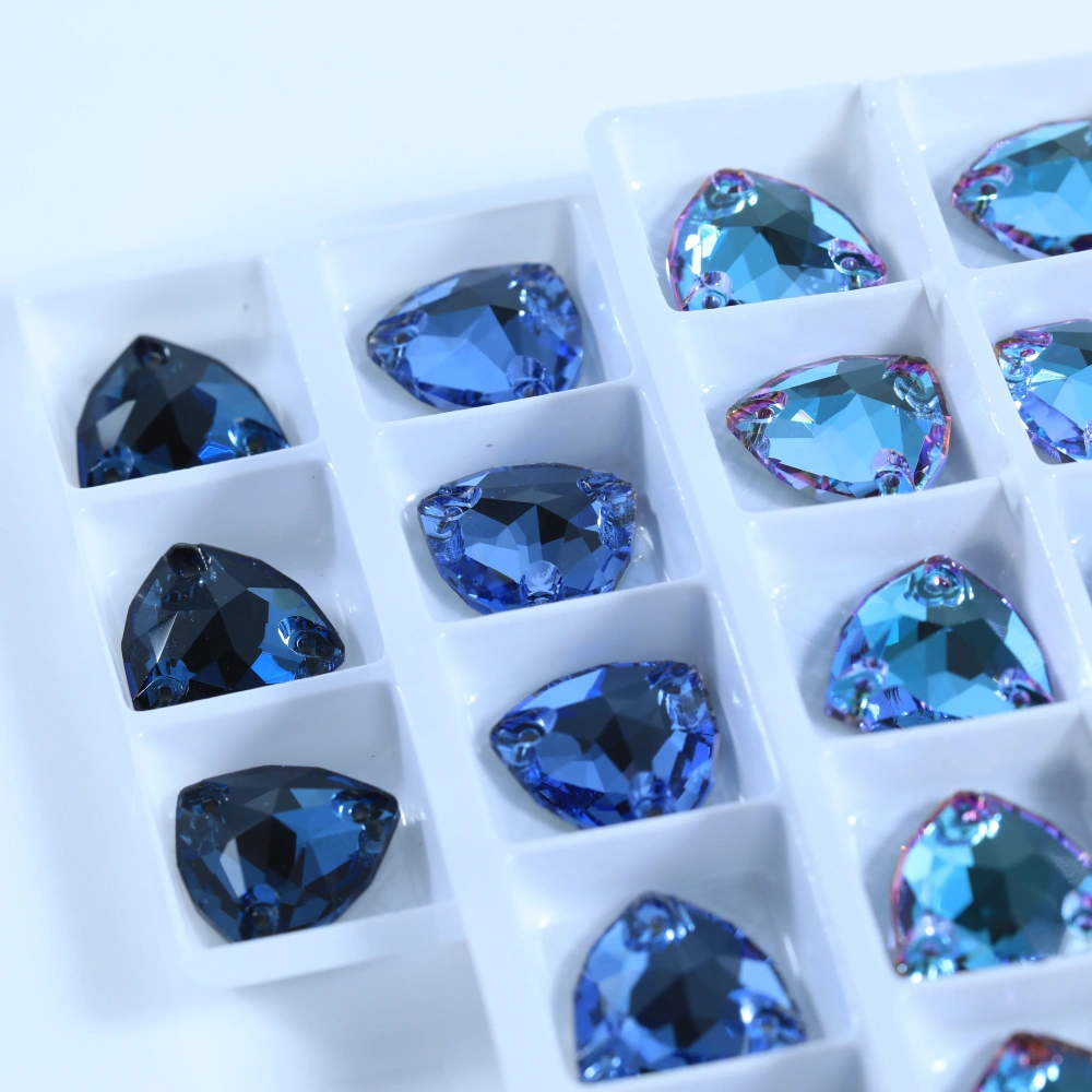 Triangle Sew on Stone Moonlight Glass Crystal Dazzling Hotfix Flatback Sewing Colorful Rhinestones For DIY Garment Clothes Bags