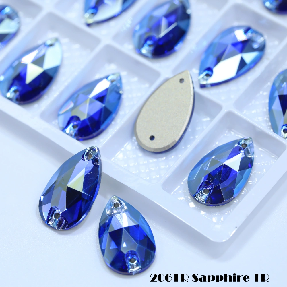 Drop TR Effect Transmission Silk Siam Glass Crystal Sewing Stones Flatback Sew on Rhinestones For Garment Clothes Bags