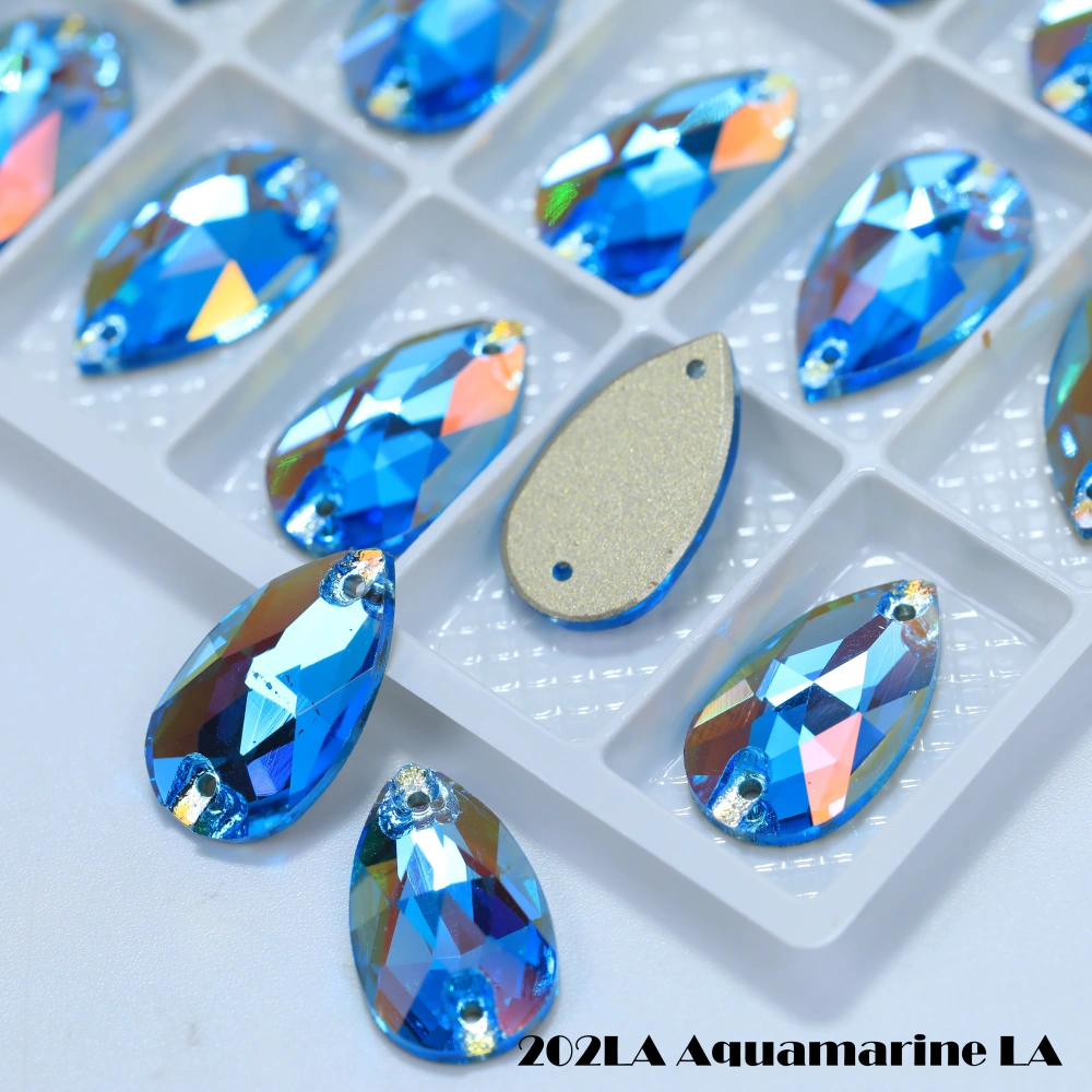 Shiny Color Coated Premium Grade Glass Crystal Water Drop Flat Buckle LA Hand Sewn Stone DIY Cloth Decor Bags Shoes Phone Cases