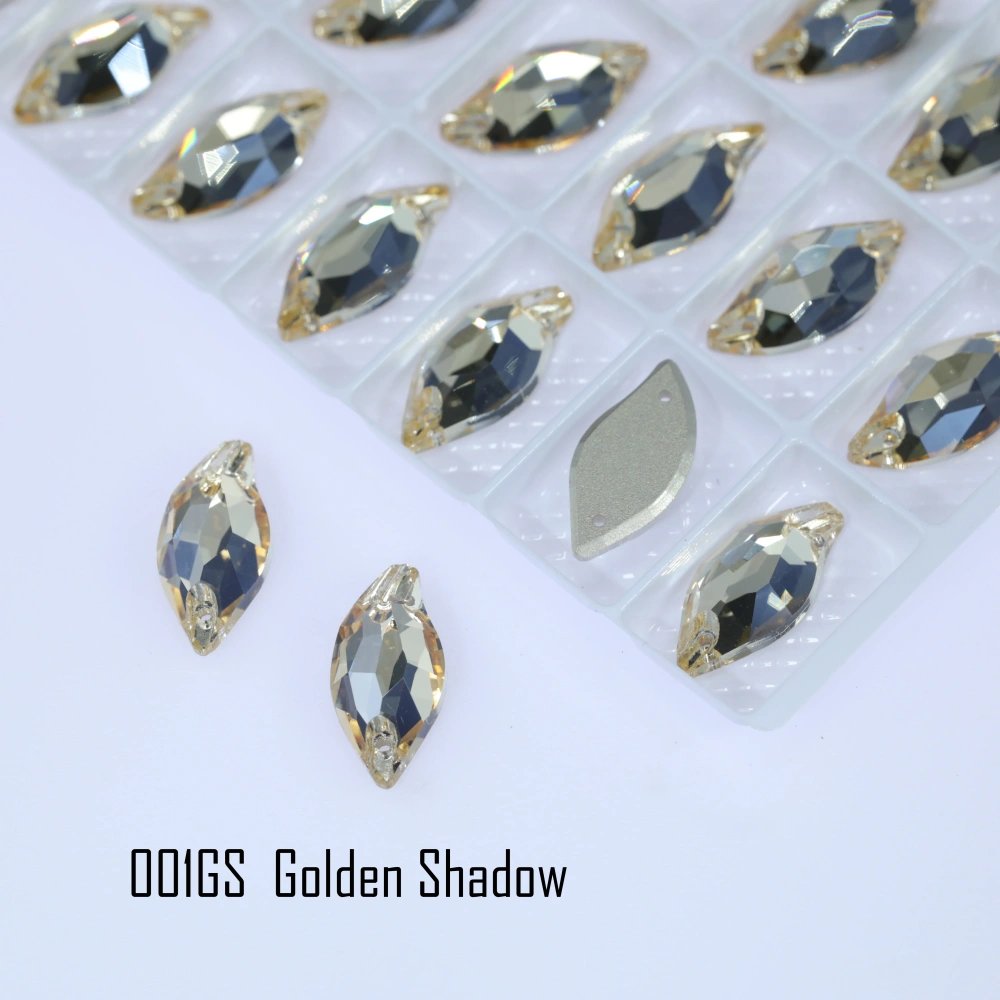 Rhinestone Diamond Leaf Sew-on Stone Crystal Plating Effect Various colors of high-quality K9 glass rhinestones with flat back