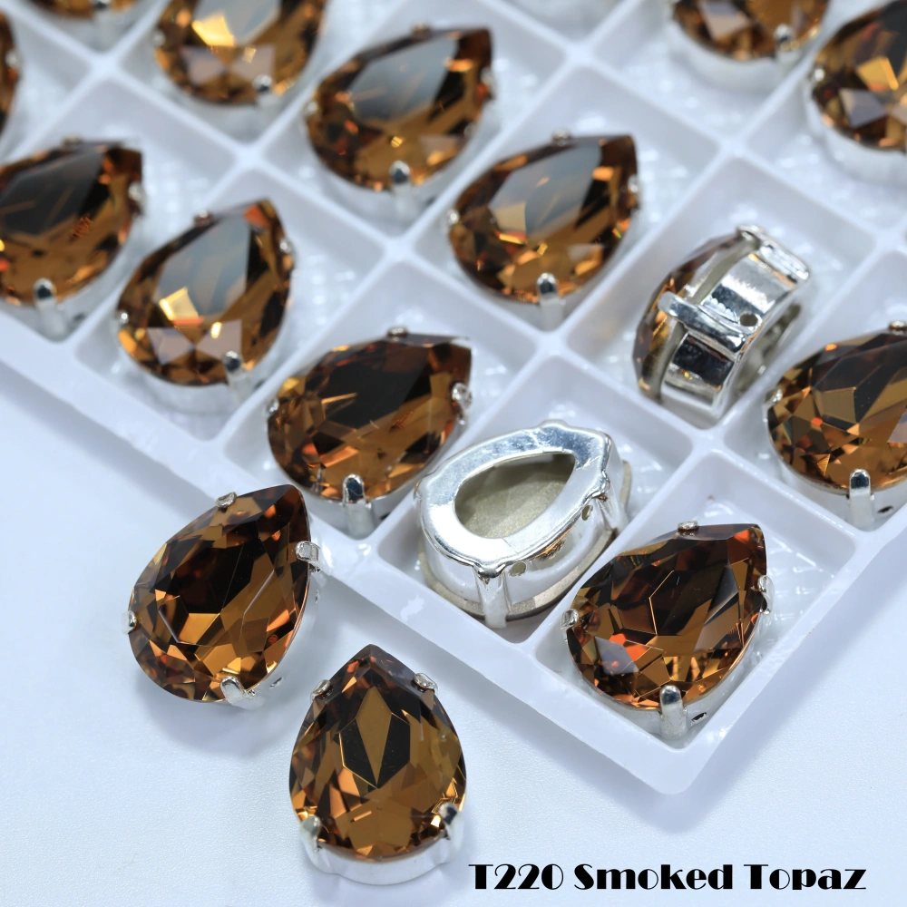 Top Grade Glass Crystal Chubby Teardrop Claw Rhinestones White Coated Colorful Shiny for Bags Shoes Apparel Phone Case DIY Nail