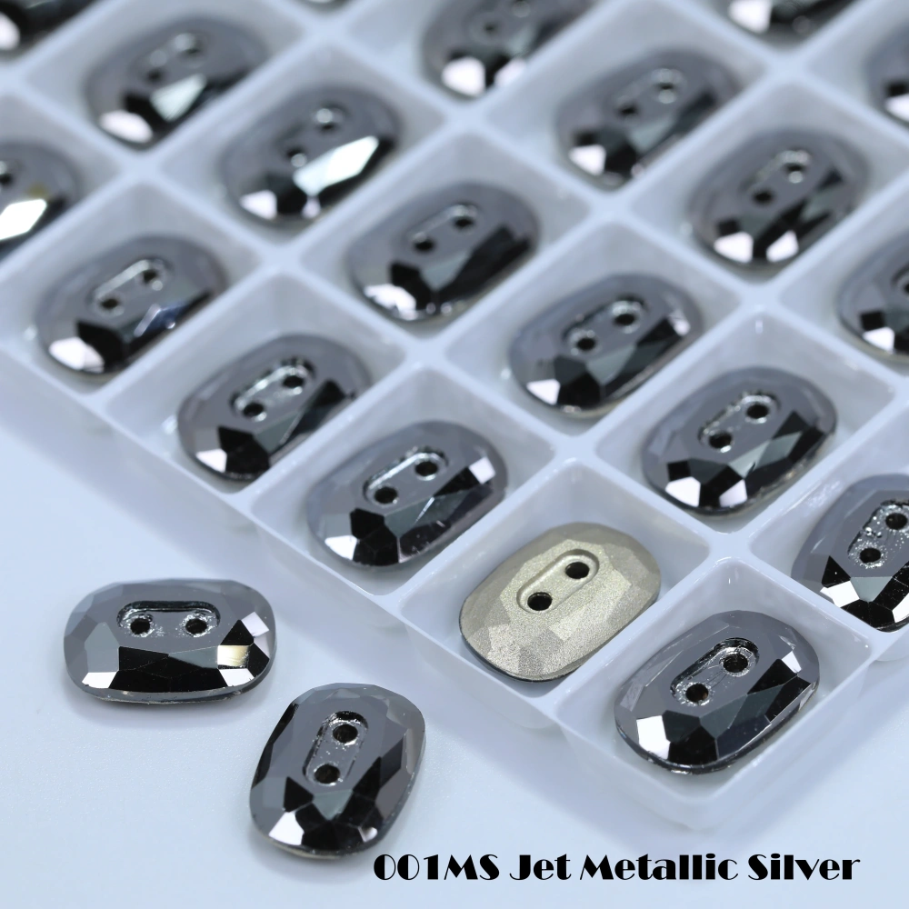 Rhinestones 2 Hole Round Octagen Buttons Stone-Design Version White Coated High Quality Crystal Sparkling Fancy for DIY Clothing