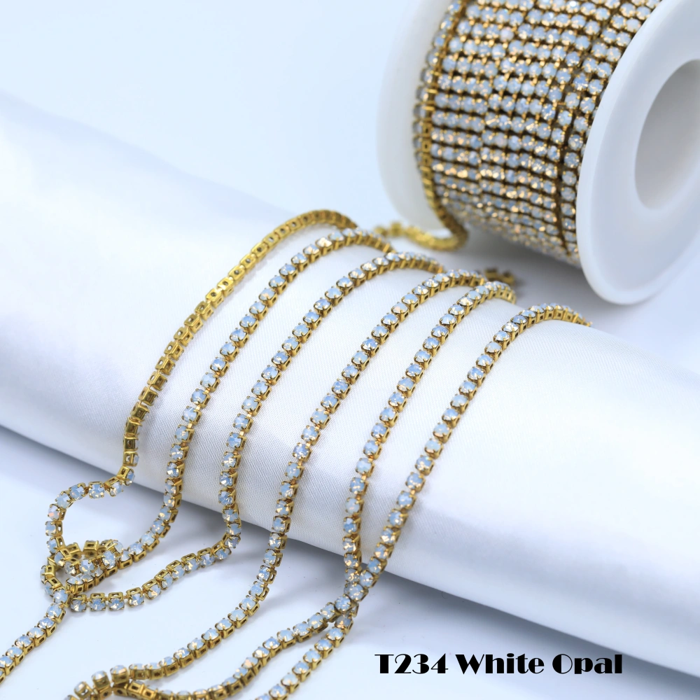 Round Crystal Rhinestone Claw Chain Sparkling AB Color Gold/Silver Plated DIY Jewelry Wedding Dress Shoes Bags Crafts Decoration