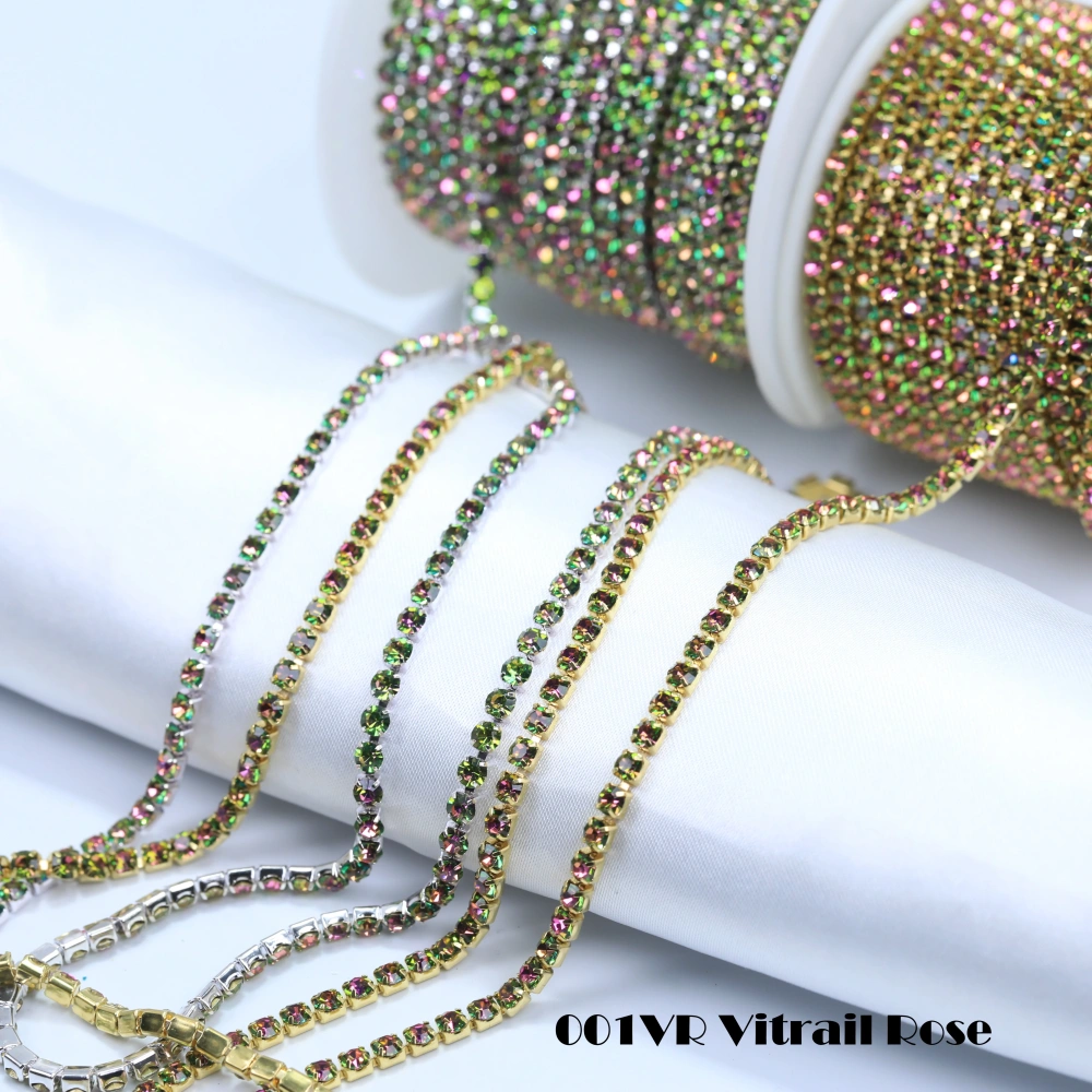 Round Crystal Rhinestone Claw Chain Sparkling AB Color Gold/Silver Plated DIY Jewelry Wedding Dress Shoes Bags Crafts Decoration
