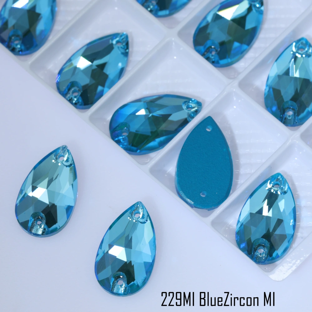 Sparkling Glass Crystal Sew-on Stones Rhinestone Drop Style with Paint Effect MI Shiny Hand Sewing Stones for DIY Craft Clothing