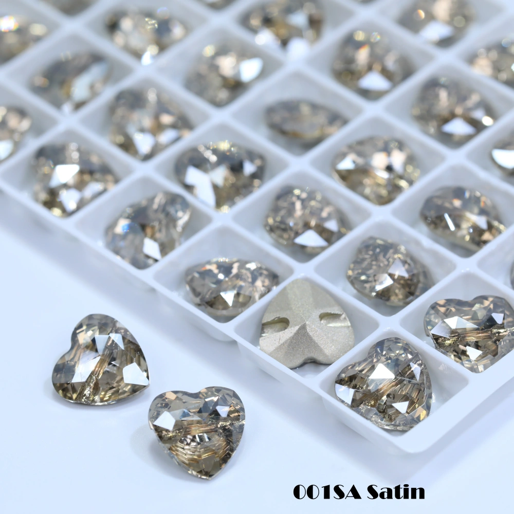 Heart Design Version Crystal Rhinestone Buttons Irregular Shiny Decorative Buttons for Dress Craft DIY Decoration AB GS SA