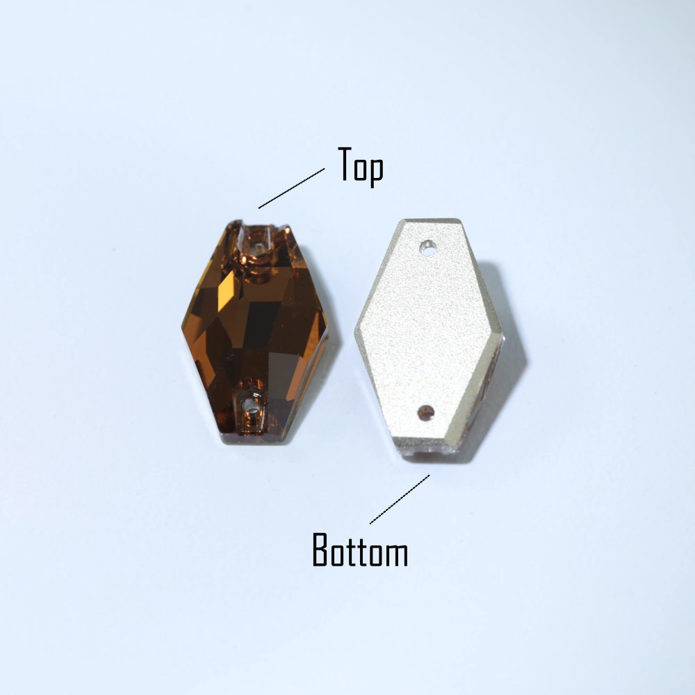 Hexagon Sew-on Stone Crystal Plating Effect Top Quality Glass Crystal Sewing Stones Flatback Sew on Rhinestones For  Clothing