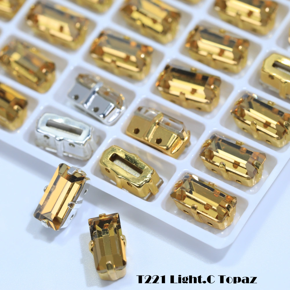 Top Quality Color Glass Crystal Baguette Rectangle Pointed Back Sew on Claw Rhinestones Shiny Fancy Loose Stones DIY Garment bag