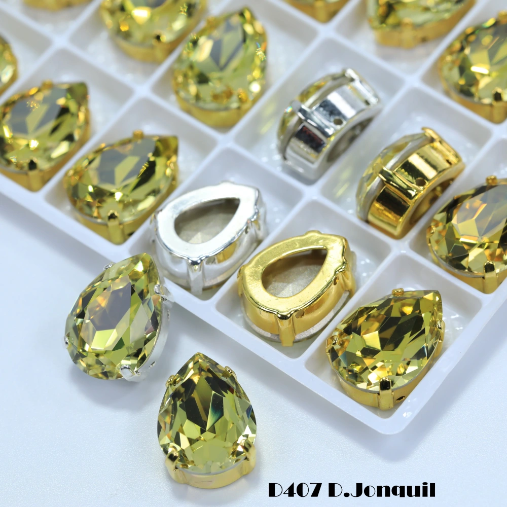 AAA Grade Bling Glass Crystal Chubby Teardrop Claw Rhinestones 3D Sparkle Sew On for DIY Craft Embellishments Bags Shoes Apparel