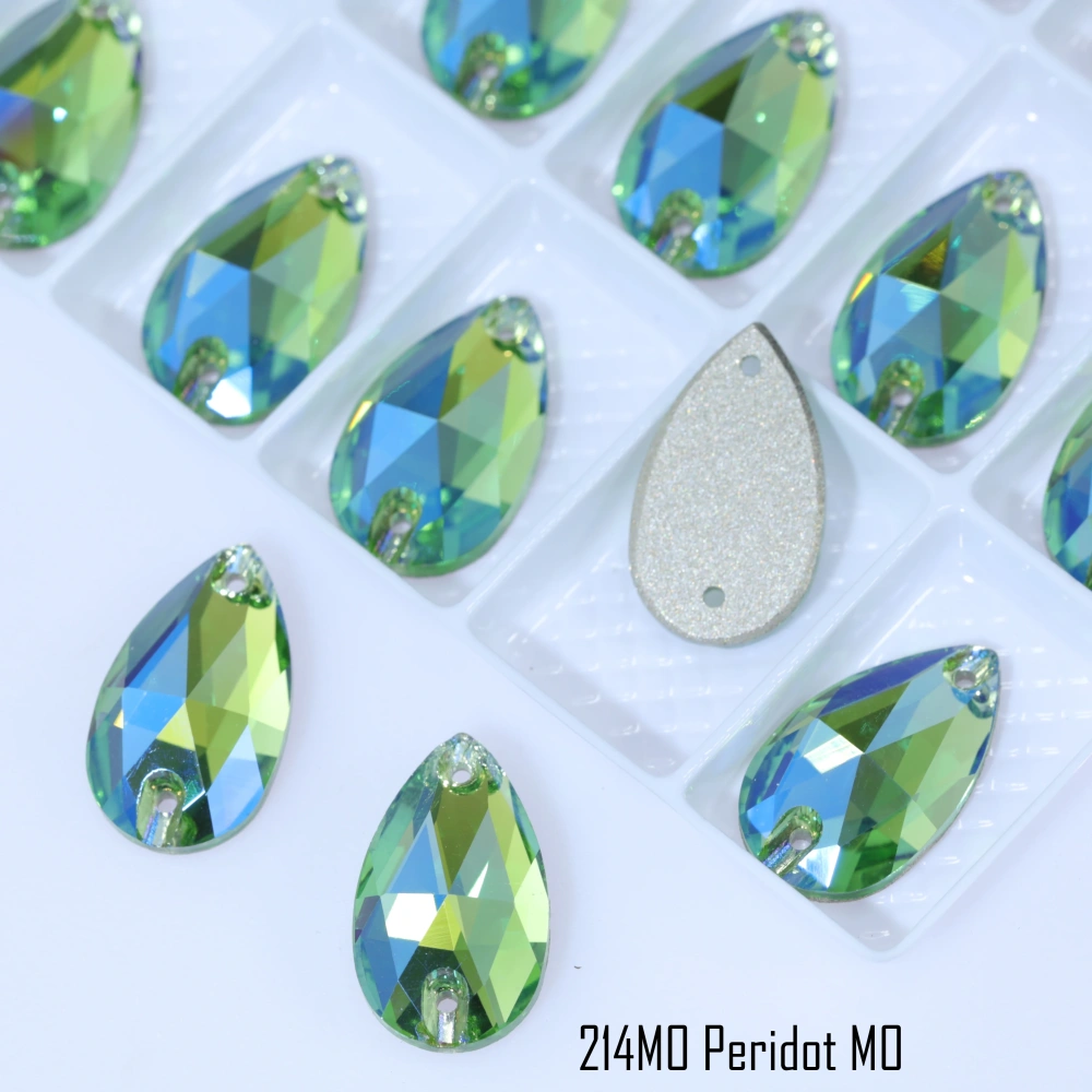 MO Sparkling Glass Rhinestone Drop Sew-on Stones Normal Color Plating Effect DIY Craft Clothing Shoe Bag Accessory Fancy Crystal