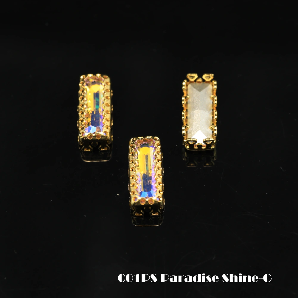 Sparkle Bling Rhinestones Baguette Glass Crystals Colorful Sew-on Claw Setting for Nail DIY Handmade Crafts Supplies Clothing