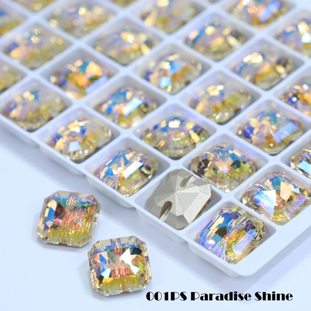 Princess Square Cross Hole Buttons High-Quality Glass Crystal Buttons for DIY Garment Decoration & Handicraft Making