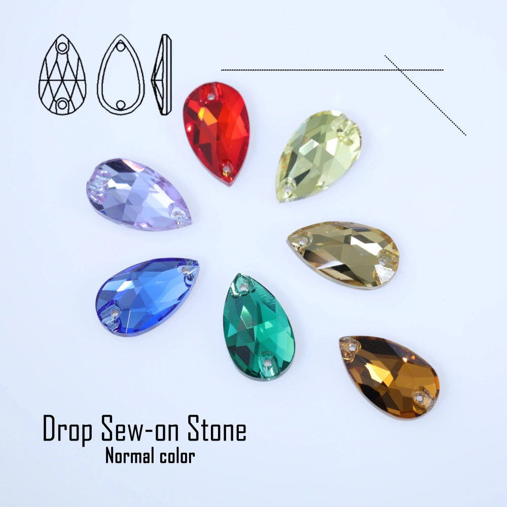 Drop Rhinestone Teardrop Sew On Rhinestone Flatback Crystal Glass Strass Sewing Stones For Clothes Decoration Top Quality Rose