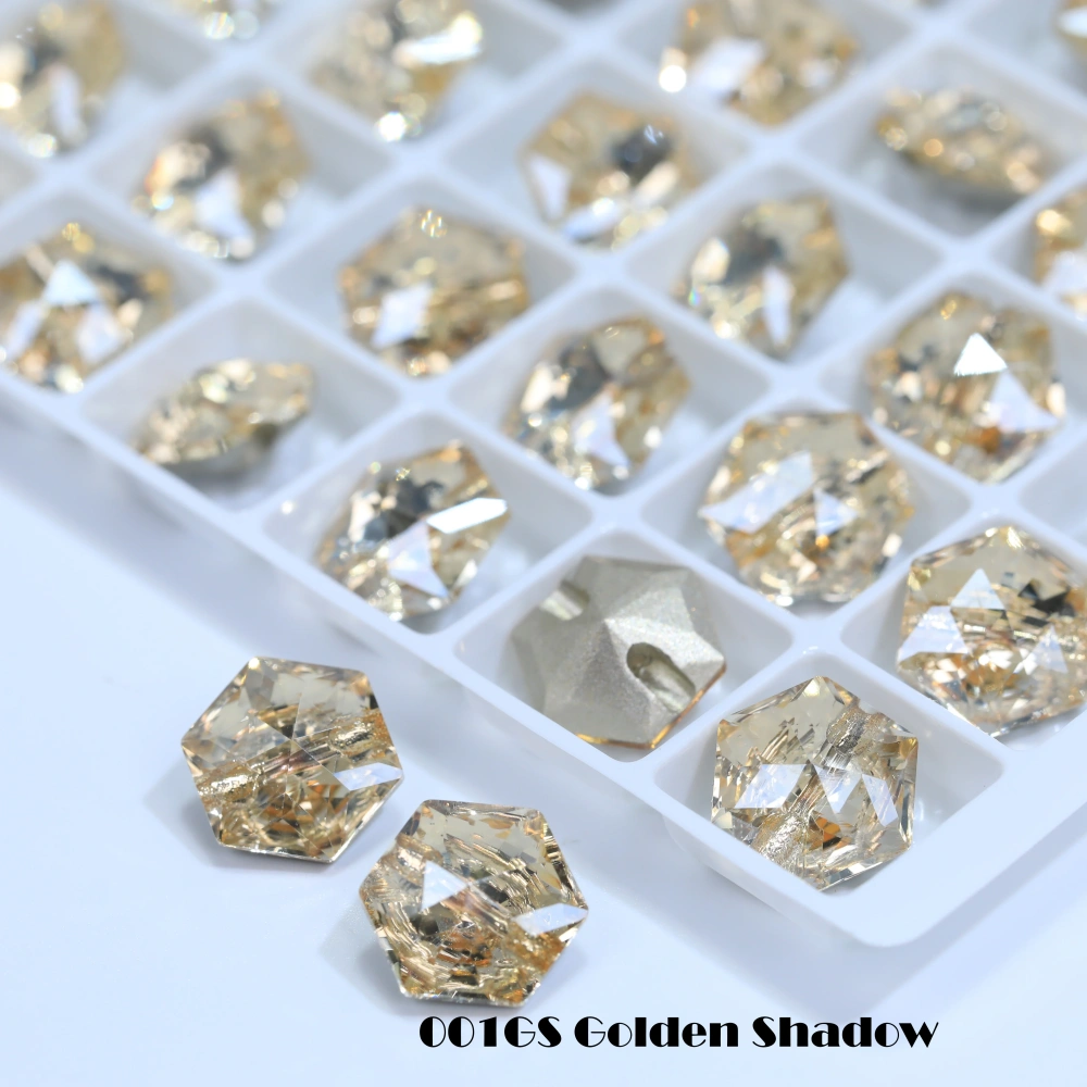 Hexagon Cross Hole Shank Buttons Metal Alloy Fasteners for Clothing Coat Jacket Shirt DIY Sewing Craft Accessories
