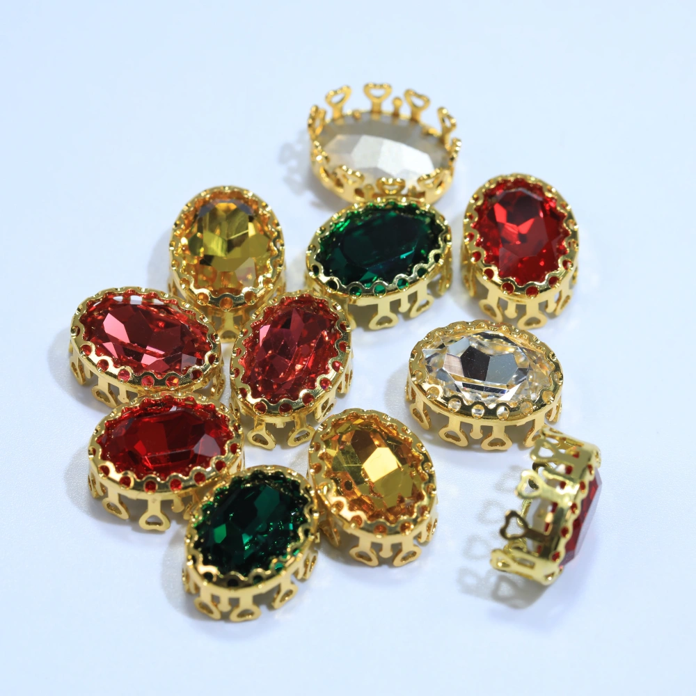 Oval Bird Nest Claw Drill Rhinestones Sharp Bottom Fancy Gemstone Shiny Crystal Sew On Stone For DIY Clothing Jewelry Accessorie