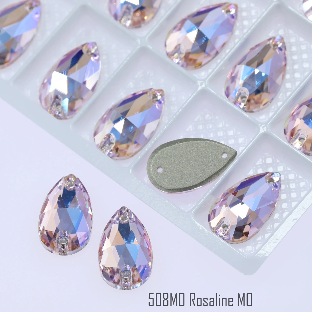 MO Sparkling Glass Rhinestone Drop Sew-on Stones Normal Color Plating Effect DIY Craft Clothing Shoe Bag Accessory Fancy Crystal