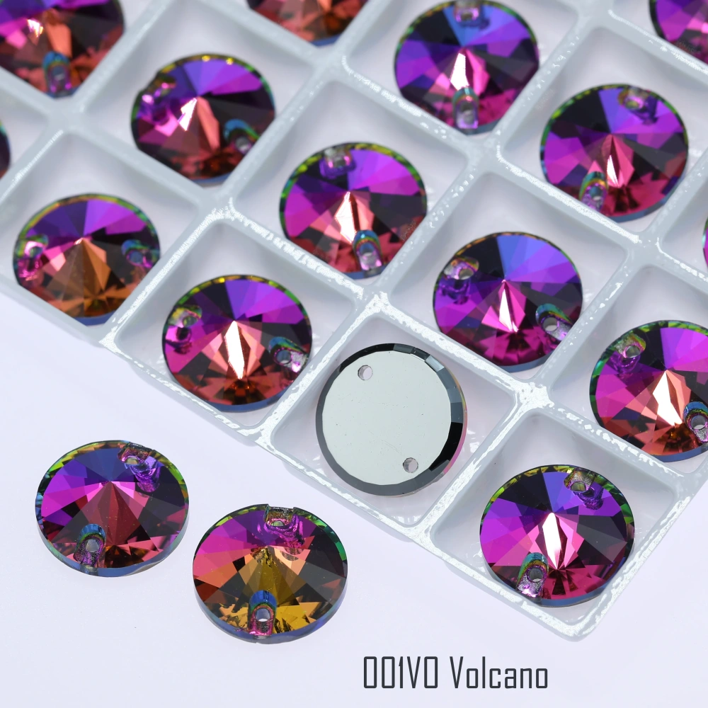Rivoli Sew-on Stone Crystal Plating Effect Sparkling Fancy Sewing Stones Glass Crystal Rhinestones for DIY clothing and wedding
