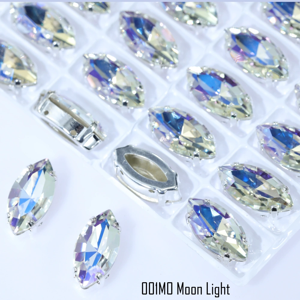 Sparkling Horse Eye Rhinestones Top Quality Glass Crystal Claw Sew On Beads White Coated For DIY Bags Shoes Phone Case Clothing