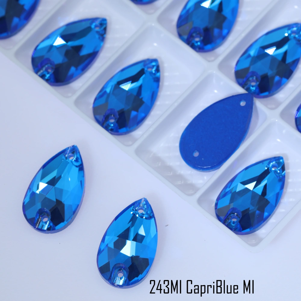Sparkling Glass Crystal Sew-on Stones Rhinestone Drop Style with Paint Effect MI Shiny Hand Sewing Stones for DIY Craft Clothing