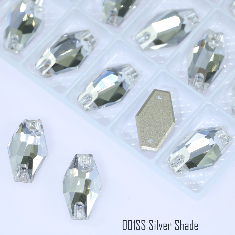 Hexagon Sew-on Stone Crystal Plating Effect Top Quality Glass Crystal Sewing Stones Flatback Sew on Rhinestones For  Clothing