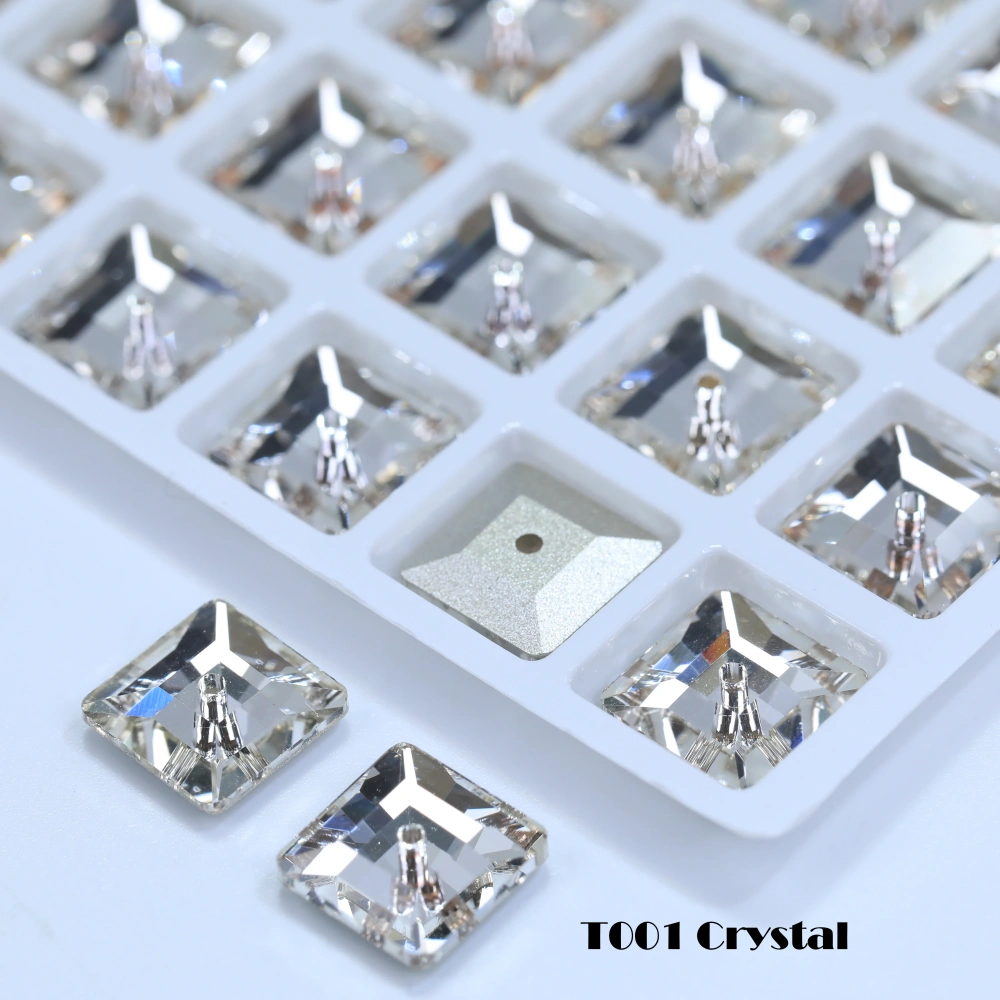 Premium Glass Crystal Square Lochrose Sew-on Stone White Coated Rhinestones For DIY Handmade Crafts Clothing Decor Accessories