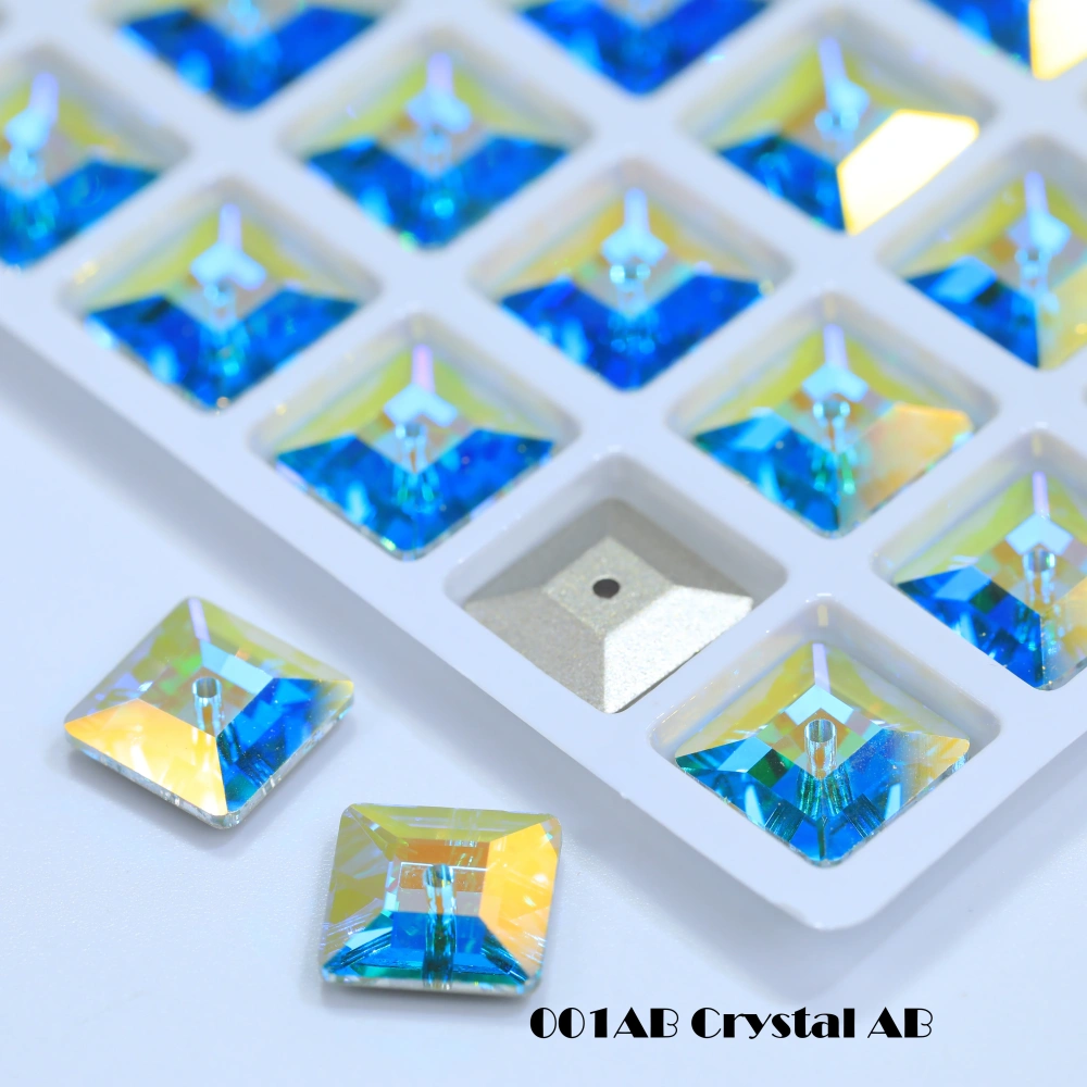 Premium Glass Crystal Square Lochrose Sew-on Stone White Coated Rhinestones For DIY Handmade Crafts Clothing Decor Accessories
