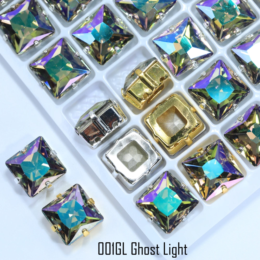 Crystal Plating Effect Princes Square Fancy Stone Claw-Set Rhinestones High-Shine Artificial Crystal DIY Accessoriesfor Wedding