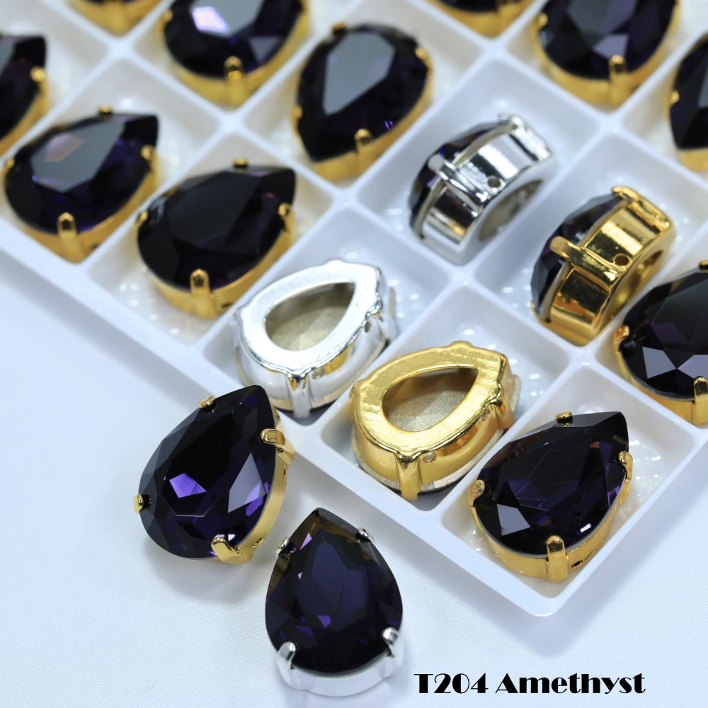 AAA Grade Bling Glass Crystal Chubby Teardrop Claw Rhinestones 3D Sparkle Sew On for DIY Craft Embellishments Bags Shoes Apparel