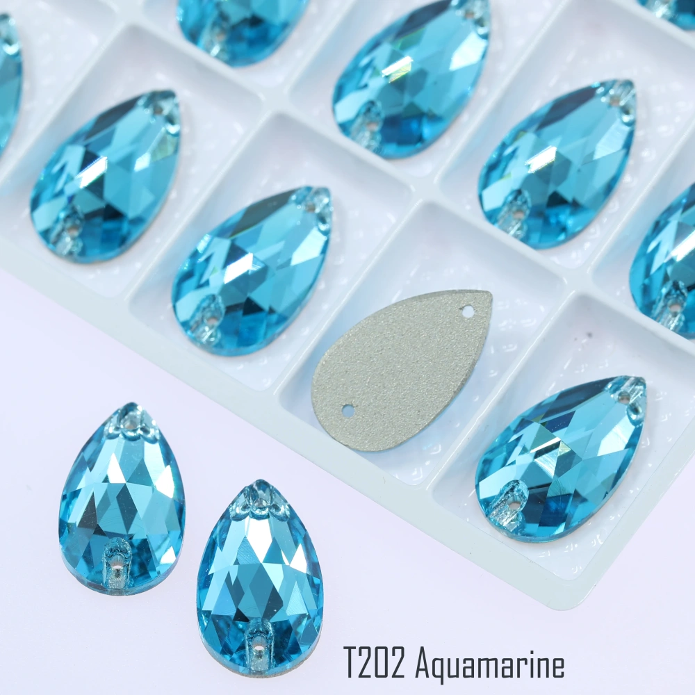 Drop Rhinestone Teardrop Sew On Rhinestone Flatback Crystal Glass Strass Sewing Stones For Clothes Decoration Top Quality Rose