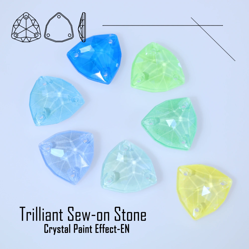 Trilliant Sew-on Rhinestones Top Quality Glass Crystal Paint Effect EN FlatBack Easy to Sew for Wedding Dress Jacket Bag Shoes