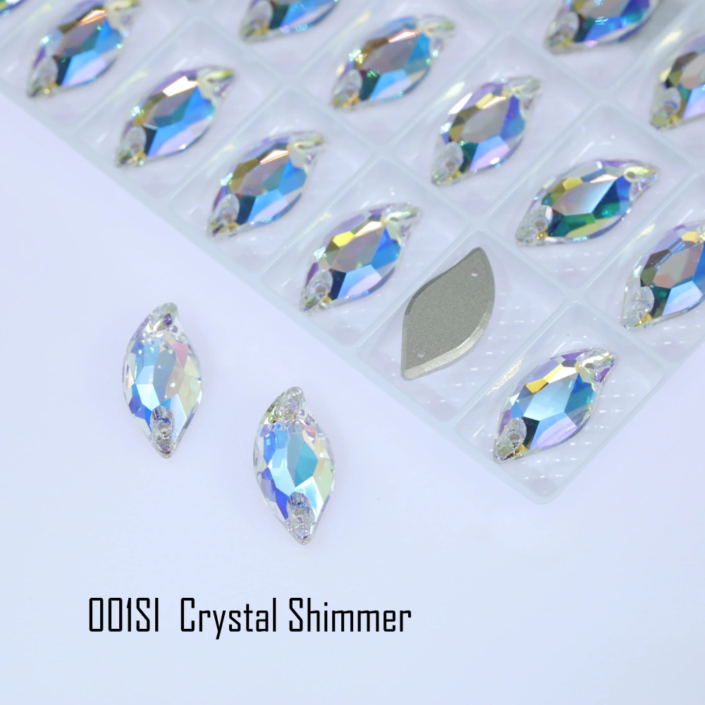Rhinestone Diamond Leaf Sew-on Stone Crystal Plating Effect Various colors of high-quality K9 glass rhinestones with flat back