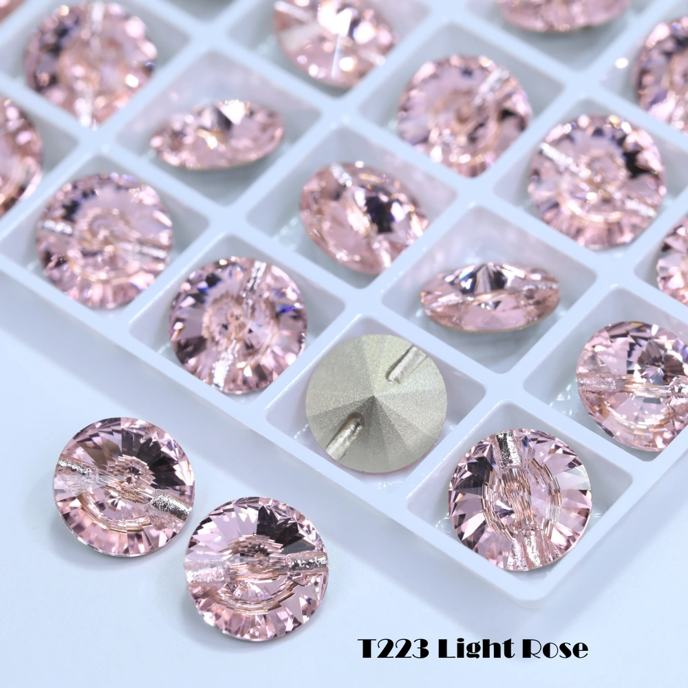 High Quality Universal Rivoli Cross Hole Buttons Shiny Rhinestone Buttons for Clothes Bags Shoes Garment DIY Sewing Decorative