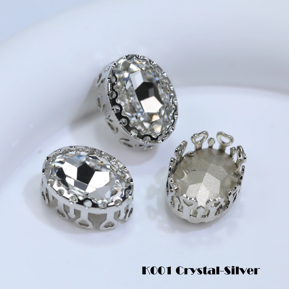 Oval Bird Nest Claw Drill Rhinestones Sharp Bottom Fancy Gemstone Shiny Crystal Sew On Stone For DIY Clothing Jewelry Accessorie