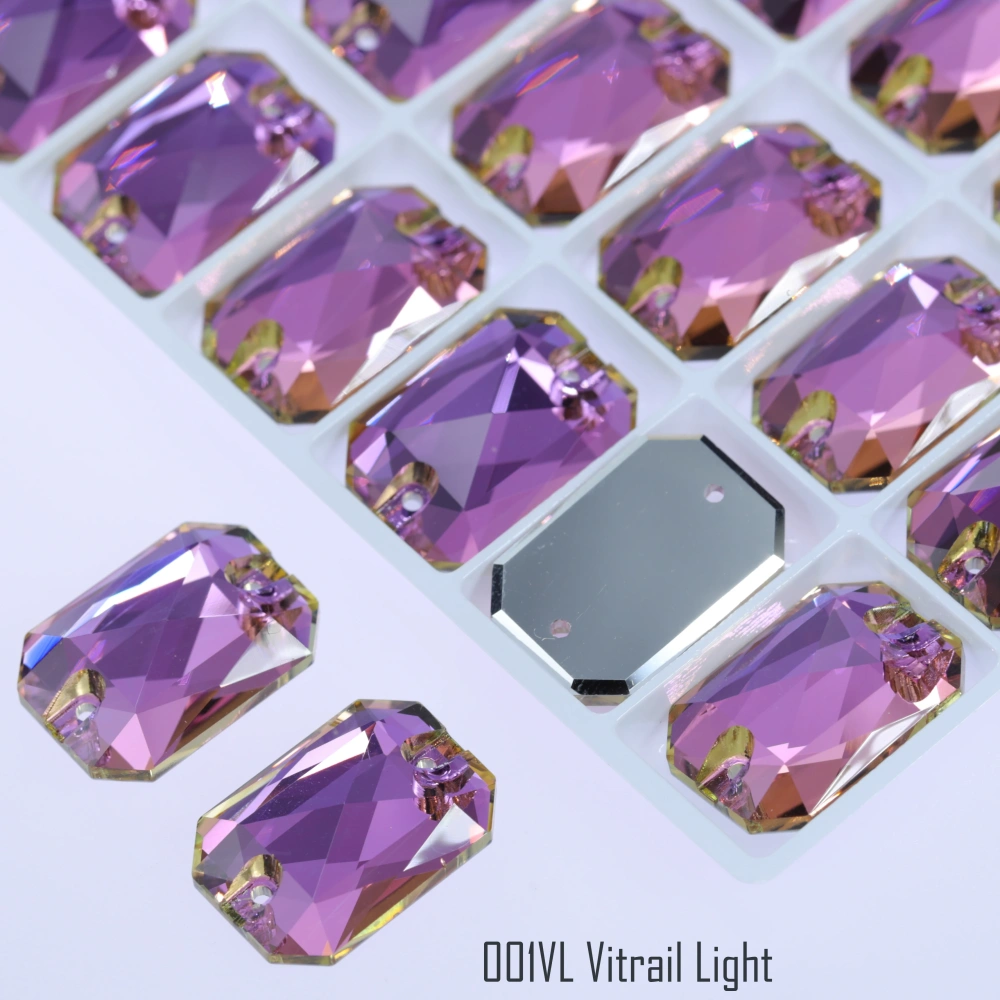 AB MO 3252 Emerald Cut Glass Sewing Stones for Clothing Wedding Dress Sparkling Fancy Crystals Rhinestone Flatback Sew-On Stone