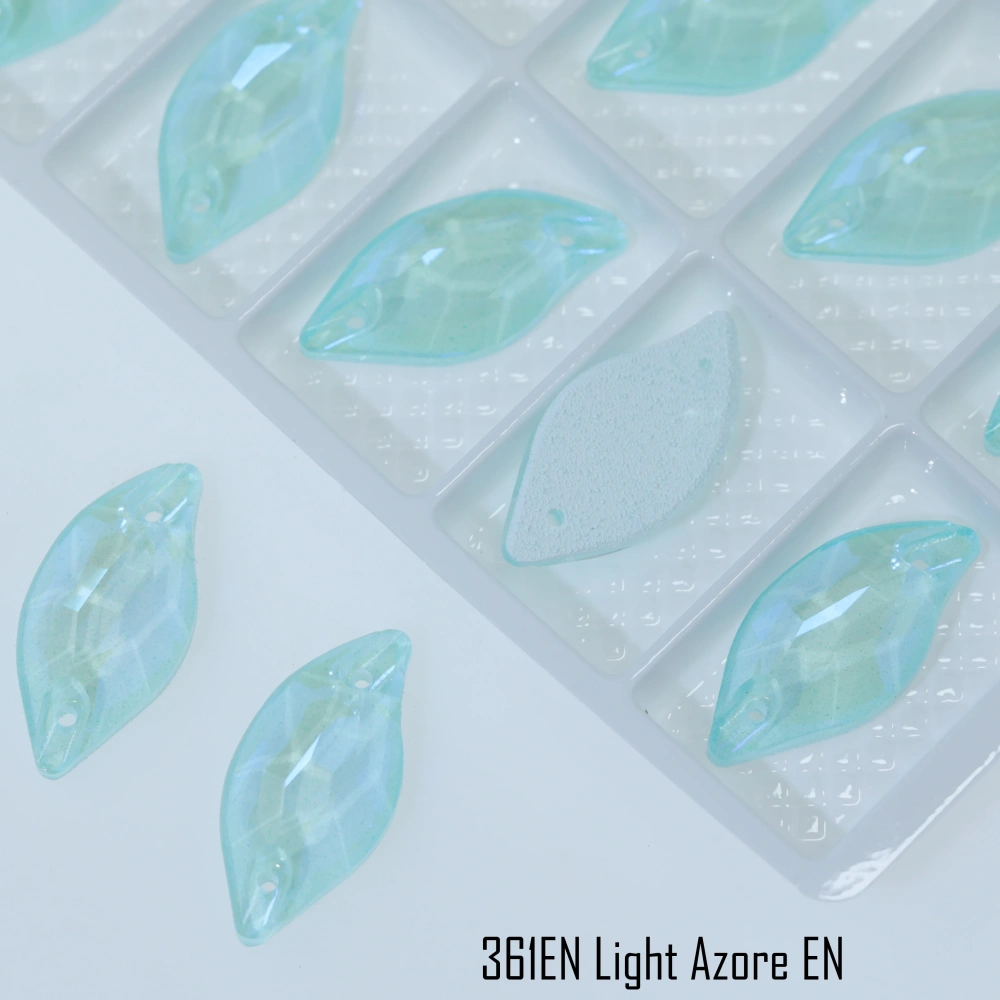 Luminous Leaf Shape Glass Rhinestones Top Quality Sew-on Crystal Stones with Paint Effect Sparkling Diamond Like for Garment Bag