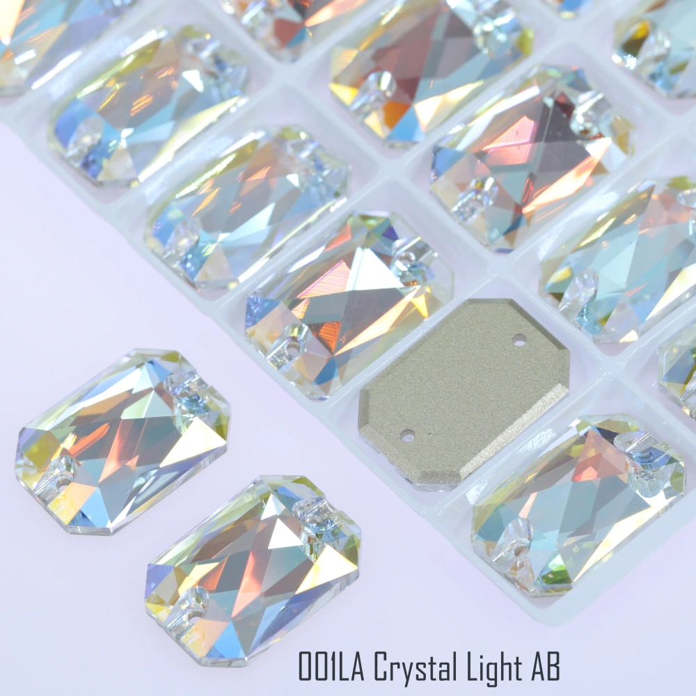 AB MO 3252 Emerald Cut Glass Sewing Stones for Clothing Wedding Dress Sparkling Fancy Crystals Rhinestone Flatback Sew-On Stone