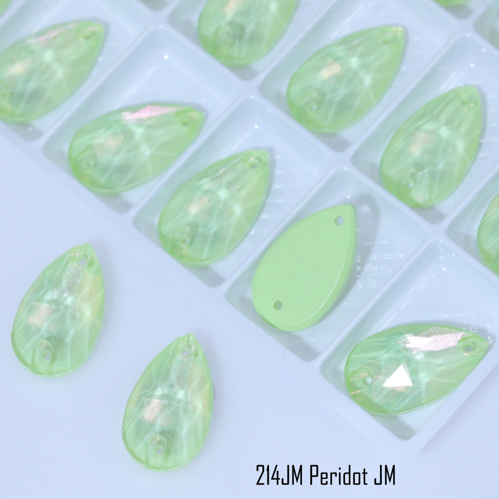 JM Effect Rhinestone Sparkling Glass Crystal Sew-on Stones Drop Style with Paint Effect for DIY Craft Clothing Accessories Shoes