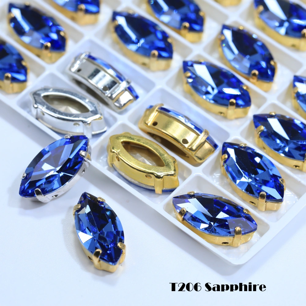 Marquise Claw Rhinestones Premium Glass Crystal Iridescent Color Coated Sparkling Shine Sew On Stones Clothing Phone Case DIY