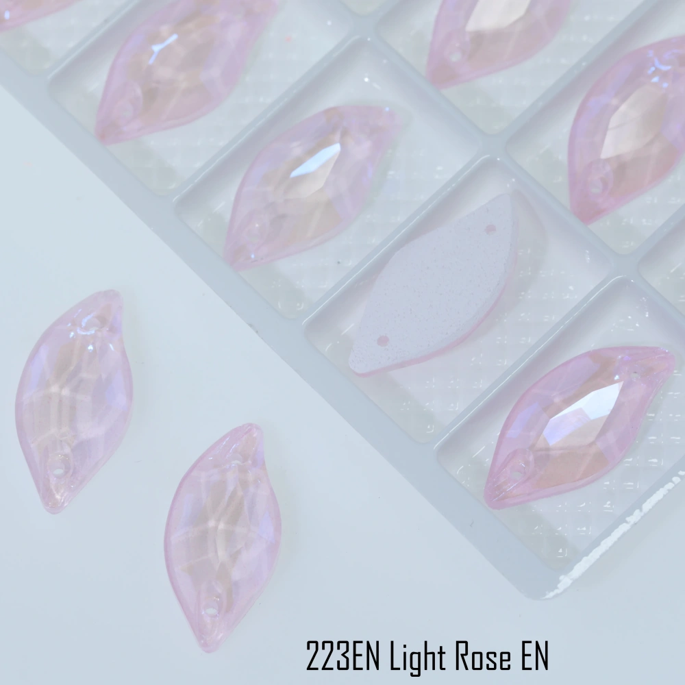 Luminous Leaf Shape Glass Rhinestones Top Quality Sew-on Crystal Stones with Paint Effect Sparkling Diamond Like for Garment Bag